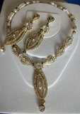 Necklace 765 Golden Necklace Earrings Set Shieno