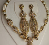 Necklace 765 Golden Necklace Earrings Set Shieno