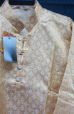 Boy’s 7701 Ivory Gold Kurta Pajama Dupatta Bollywood Party Wear Shieno Sarees