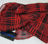 Scarf 7722 Red&Black Checker  Dupatta Chunni Cocktail Wear Shieno