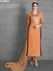 Suit 7728 Peach Georgette Salwar Kameez Dupatta Medium Size Party Wear Dress