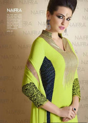 Suit 7729 Parrot Green Georgette Salwar Kameez Dupatta Large Size Party Wear Dress