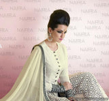 Suit 7732 White Georgette Salwar Kameez Dupatta Medium Size Party Wear Dress