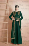 Suit 7734 Bottle Green Georgette Salwar Kameez Dupatta Medium Size Party Wear Dress