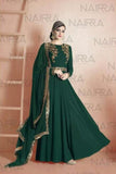 Suit 7734 Bottle Green Georgette Salwar Kameez Dupatta Medium Size Party Wear Dress