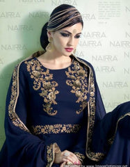 Suit 7735 Dark Blue Georgette Salwar Kameez Dupatta Large Size Party Wear Dress