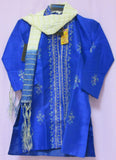 Boy’s 7747 Blue Silk Sherwani Kurta Pajama Dupatta Set Shieno Sarees