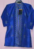 Boy’s 7747 Blue Silk Sherwani Kurta Pajama Dupatta Set Shieno Sarees