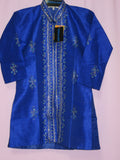 Boy’s 7747 Blue Silk Sherwani Kurta Pajama Dupatta Set Shieno Sarees