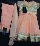 Girl’s 7751 Peach Net  Anarkali Suit Indian Party Wear Shieno Sarees