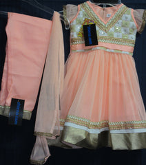 Girl’s 7751 Peach Net  Anarkali Suit Indian Party Wear Shieno Sarees