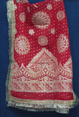 Mata Chunni 7784 Red Georgette Indian Pooja Ghar Chunni Shieno Sarees