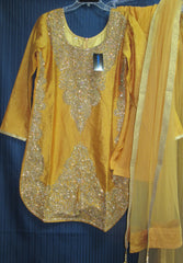 Suit 7792 Golden Tussar Trousseau Salwar Kameez Dupatta M Bridal Wear Dress