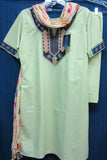 Punjibi Salwar Suit 7799 Olive Green Poly Cotton Embroideried Neckline Career Wear M Size