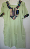 Punjibi Salwar Suit 7799 Olive Green Poly Cotton Embroideried Neckline Career Wear M Size