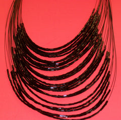 Beaded Multi Strings Necklace Earrings