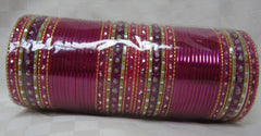 Bangles 7860 Pink Gold Indian Tradition Bangles Full Set Shieno Sarees