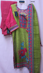 Suit 7900 Mehandi Green Multi Color Large Size  Salwar Kameez Dupatta Shieno