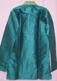 Men's 7920 Teal Blue Tussar Designer Kurta Gold detail Shieno Sarees