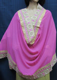 Scarf 7955 Pink Color Georgette Indian Bridal Dupatta Chunni Shieno Sarees