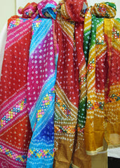 Scarf 8007 Rajhistan Bandhni Silk Georgeete Dupatta Chunni Shieno Sarees