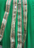 Scarf 8008 Green Georgette Party Wear Dupatta Golden lace Chunni Shieno Sarees