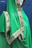 Scarf 8008 Green Georgette Party Wear Dupatta Golden lace Chunni Shieno Sarees