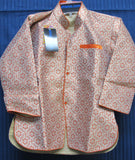 Boy’s 8028 Gold Orange Jacket Dhoti Set Shieno Sarees