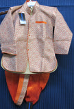 Boy’s 8028 Gold Orange Jacket Dhoti Set Shieno Sarees