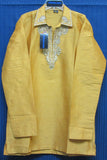 Men's 8035 Mustard Tussar Designer Guru Kurta Gold detail Shieno Sarees