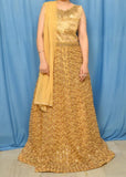 Gown 8087 Gold Net Sequins Detail Medium Size Wedding Evening Wear