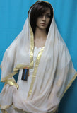 Scarf 8111 Ivory Shimmer Georgette Dupatta Chunni Shawl Wrap Shieno Sarees