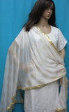 Scarf 8111 Ivory Shimmer Georgette Dupatta Chunni Shawl Wrap Shieno Sarees