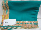 Scarf 8008 Green Georgette Party Wear Dupatta Golden lace Chunni Shieno Sarees