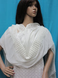 Scarf 8126 Solid White Georgette Crochet Dupatta Chunni Shawl Wrap Shieno Sarees