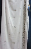 Scarf 8127 Solid White Georgette Silk Detail Dupatta Chunni Shawl Wrap Shieno Sarees