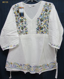Blouse 8135 White Cotton Designer Kurti Tunic Shirt Indian Shieno Sarees