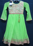 Girl’s 8186 Parrot Green Net  Anarkali Suit Indian Party Wear Shieno Sarees