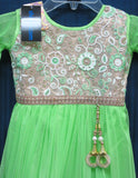 Girl’s 8186 Parrot Green Net  Anarkali Suit Indian Party Wear Shieno Sarees