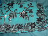 Saree 836 Turquoise Chiffon Party Wear Sari Shieno Sarees