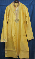 Men's 8383 Plus Size Golden Tussar Kurta Maroon Tussar Pajama Set