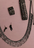 Necklace 352 Black Crystal Necklace Earrings Bracelet Finger Ring Set