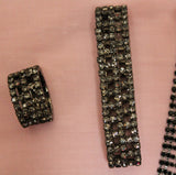 Necklace 352 Black Crystal Necklace Earrings Bracelet Finger Ring Set