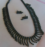 Necklace 352 Black Crystal Necklace Earrings Bracelet Finger Ring Set