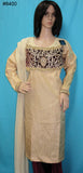 Pakistani 8400 Beige Gold Crushed Silk Salwar Kameez Dupatta Suit Large Size