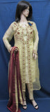 Pakistani 8401 Gold Organza Silk Plazo Pants Kameez Dupatta Suit Small Size