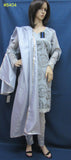 Pakistani 8403 Gray Chiffon Satin Kameez Dupatta Palazzo Pants Large Size