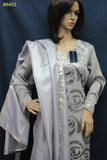 Pakistani 8403 Gray Chiffon Satin Kameez Dupatta Palazzo Pants Large Size