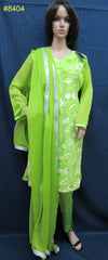 Pakistani 8405 Green Velvet Georgette Kameez Dupatta Palazzo Pants Large Size