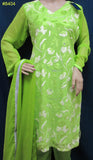 Pakistani 8405 Green Velvet Georgette Kameez Dupatta Palazzo Pants Large Size